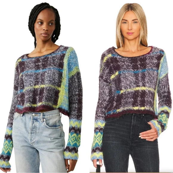 Free Peopled Cropped Oversized Emerson Sweater  NWT - Picture 1 of 13